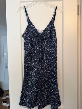 Hollister Navy Floral Slip Dress with Spaghetti Straps